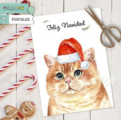 Postal Imprimible Navidad: Gato Atigrado