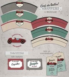 Kit Imprimible Auto De Carrera Rojo Vintage - comprar online
