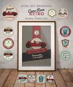 Kit Imprimible Auto De Carrera Rojo Vintage - tienda online
