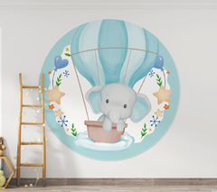 Banner Imprimible Elefante Viajero circular y fundas para mesas cilindricas - comprar online