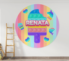 Banner Imprimible circular Pop it Helado Arcoiris