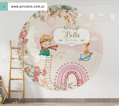 Banner Imprimible Circular Principito Vintage Rosa