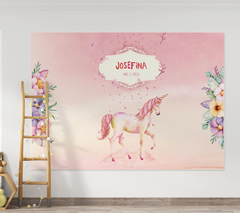 Banner Imprimible Unicornios y Flores