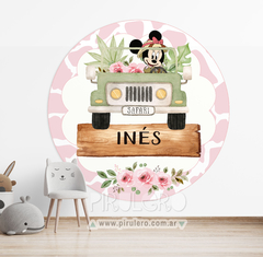 Banner Imprimible Circular Minnie Safari Jeep