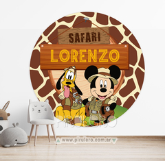 Banner Imprimible Circular Mickey Safari