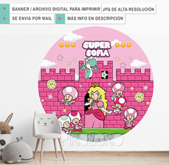 Banner Imprimible Circular Princesa Peach - comprar online