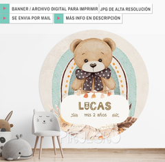 Banner Imprimible Circular Oso Teddy Bear - comprar online