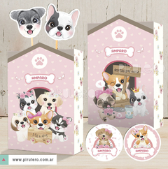 Kit Imprimible perritos cachorros, flores y arcoiris - tienda online