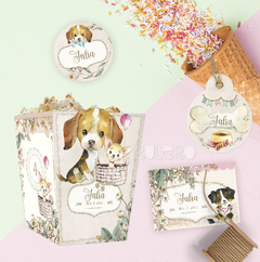 Kit Imprimible perritos cachorros de acuarela rosa - comprar online