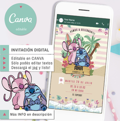 Invitación Digital Stitch y Angela_Canva editable