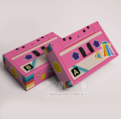 Caja Cassette fucsia retro