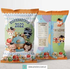 Chip Bag imprimible Egresaditos Animalitos_Canva editable - comprar online