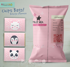 Chip Bags Modelo animalitos rosa 3 + etiqueta chocolatines - comprar online