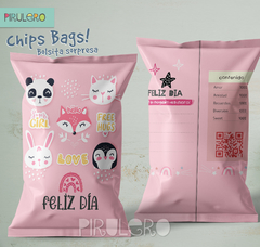 Chip Bags Modelo animalitos rosa 3 + etiqueta chocolatines en internet