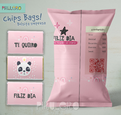 Chip Bags Modelo Panda rosa + etiqueta chocolatines - comprar online