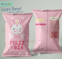 Chip Bags Modelo conejo rosa + etiqueta chocolatines - comprar online