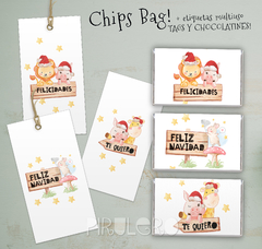 Chip Bags Navidad + Etiquetas mod. Animales 01 en internet