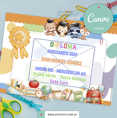 Diploma imprimible Egresaditos Animalitos_Canva editable en internet