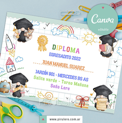 Diploma imprimible Egresaditos Duendes_Canva editable