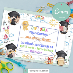 Diploma imprimible Egresaditos Duendes_Canva editable - comprar online