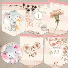 Kit Imprimible Annie Elefante de Acuarela _ Coleccion Bosque Vintage - tienda online