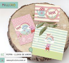 Kit Imprimible Peppa Pig Lluvia de amor y arcoiris - Pirulero