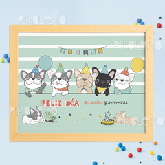 Kit Imprimible Feliz Día perritos cachorros bulldog en internet