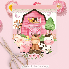 Kit Imprimible Animales de la granja rosa - Pirulero