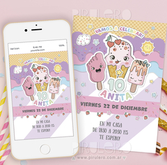 Imagen de Kit imprimible Helados, heladitos rosa y lila pastel