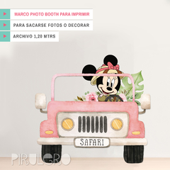 Marco Photo Booth Minnie Safari Jeep Rosa Para Imprimir - comprar online
