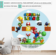 Banner Imprimible Super Mario Bros mod.2 circular