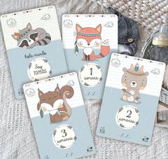 Baby Cards Pack imprimirble animalitos del bosque tribal en internet