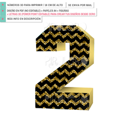 Kit imprimible Números 3d Glitter dorado y negro + Power point en internet