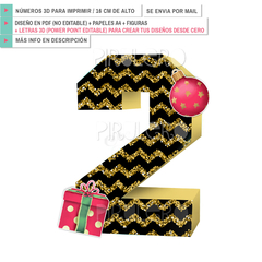 Kit imprimible Números 3d Glitter dorado y negro + Power point - tienda online