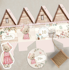 Kit Imprimible Osita Lisa _ Coleccion Bosque Vintage - Pirulero