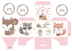 Kit imprimible animalitos del bosque tribal rosa en internet