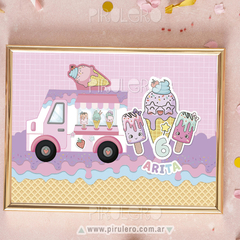 Kit imprimible Helados, heladitos rosa y lila pastel - comprar online