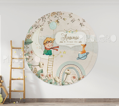 Banner Imprimible Circular Principito Vintage Celeste