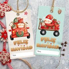 Etiquetas Tags Imprimibles Navidad - Papá Noel a bordo