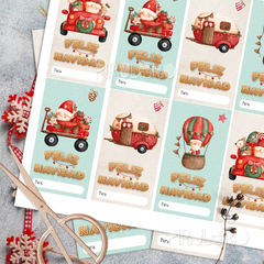 Etiquetas Tags Imprimibles Navidad - Papá Noel a bordo en internet
