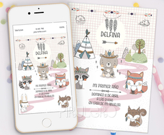 Kit imprimible animalitos del bosque tribal rosa - comprar online