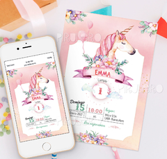 Kit imprimible Unicornios y Flores - comprar online