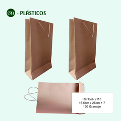 BOLSA DE PAPEL KRAFT CON CARGADERA MEDIANA 16.5cmX26cm + 7 Ref-Bel 2113