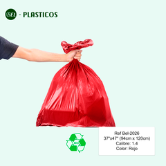 BOLSA ROJA BIODEGRADABLE - 25 UND 37"x47" Cal 1.4 ( 94cm x 120cm )  Ref Bel-2026 - comprar online