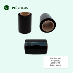 STRETCH FILM NEGRO - 6.5" Cal 0.8 ( 17cm ) x350 MTRS Ref Bel-301C - comprar online