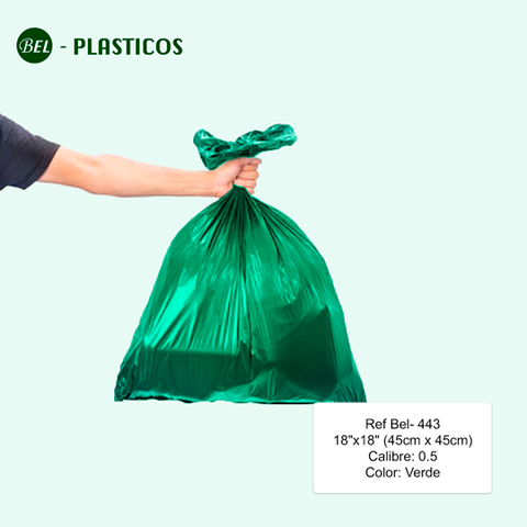 BOLSA BIODEGRADABLE VERDE - 100 UND 18"x24" cal 1.4 ( 45cm x 60cm) Ref  Bel-439