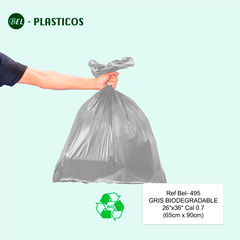 BOLSA GRIS BIODEGRADABLE - 100 UND 26"x36" Cal 0.7 ( 65cm x 90cm ) Ref Bel-495 - comprar online