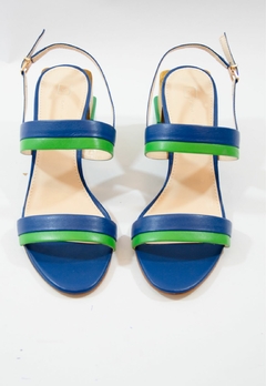Sandália Iara Salto Geométrico Verde e Azul - comprar online