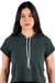 Camiseta Cropped Com Touca Manga Curta Verde Militar