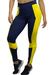 Calça Legging Recortes 2D Azul Com Amarelo